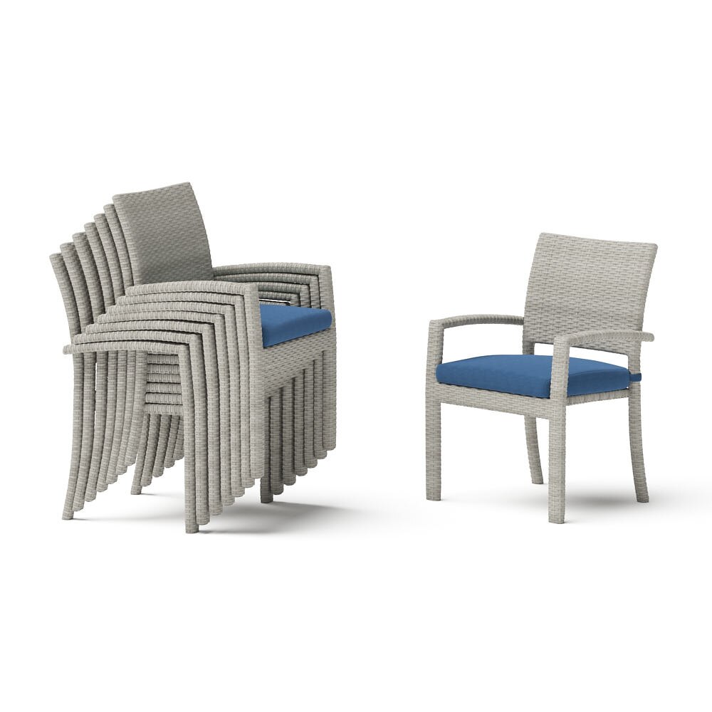 Portofino® Comfort Set of 8 Sunbrella® Outdoor Dining Chairs - Laguna Blue